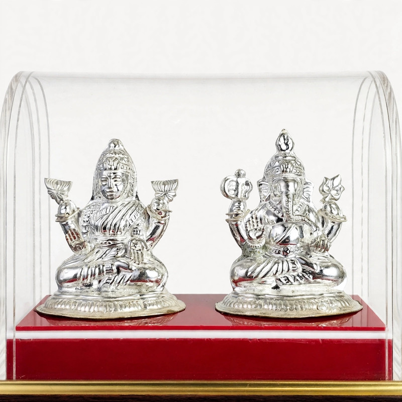 Silver Lakshmi & Ganesh Idol Set