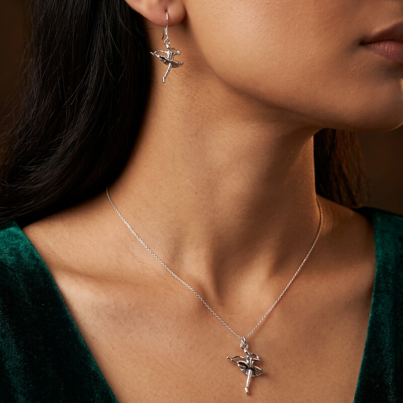 Oxidised Silver Fairy Pendant with Chain