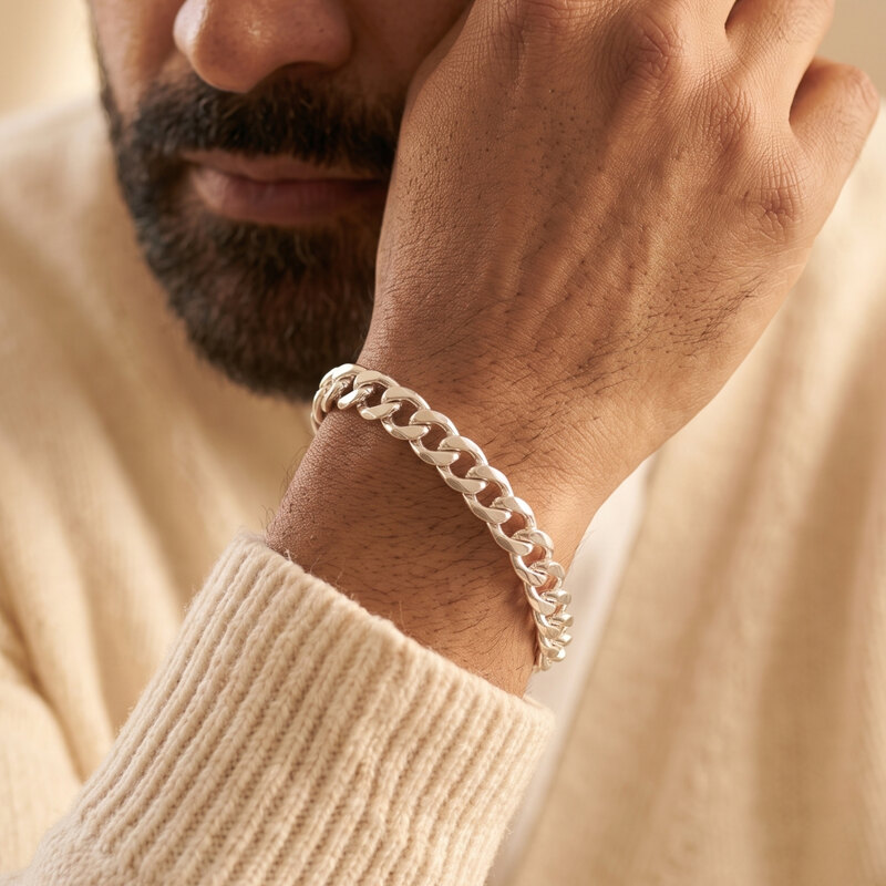 Men's Silver Curb Bracelet