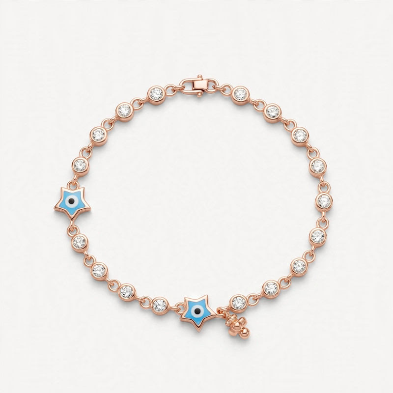 Rose-Gold Evil Eye Star Bracelet