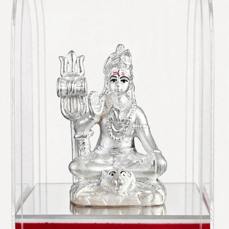 Silver Shiva Parvati Idol